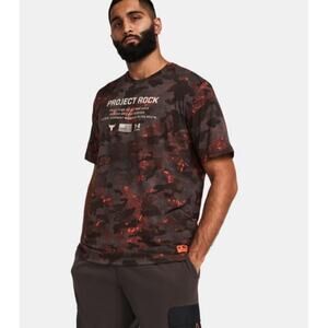 Under Armour Men’s T-Shirt Project Rock Veterans Day Orange Camo Size 4XL